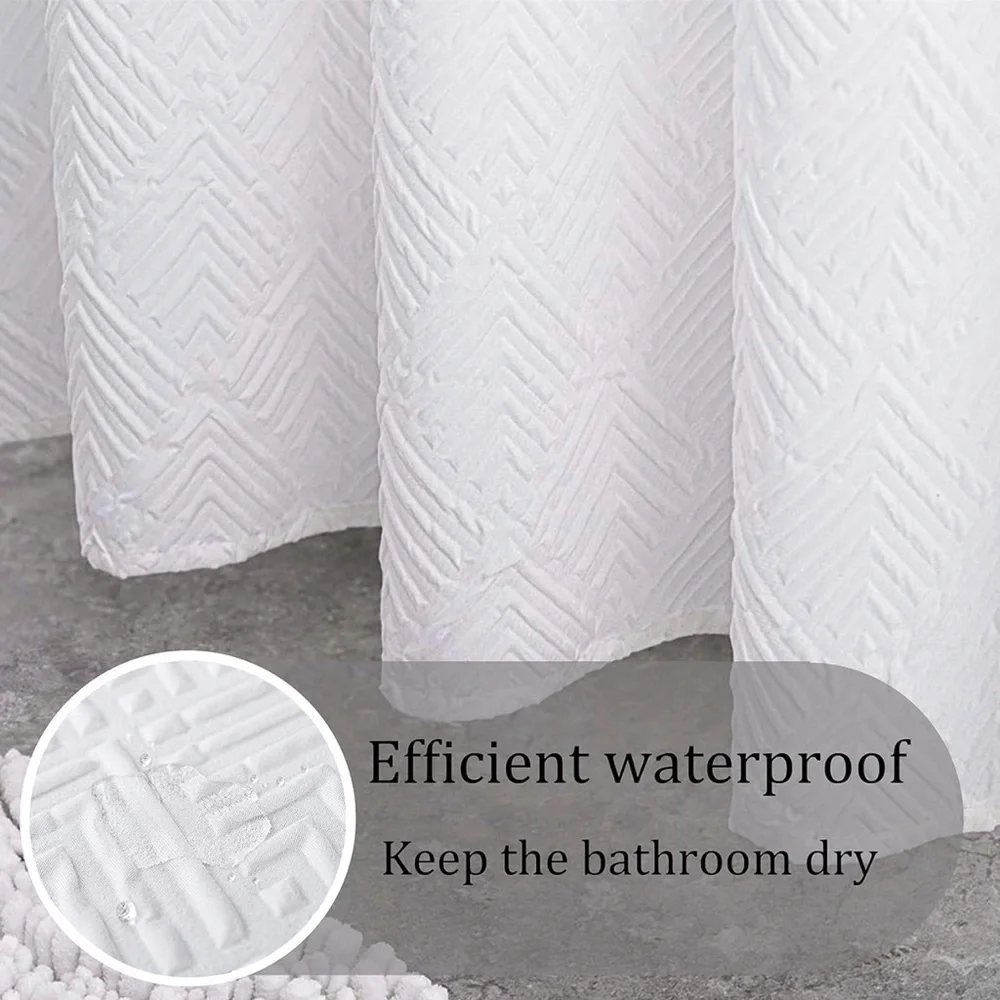 🆕 RINHARTEX White Textured Fabric Shower Curtain 72x72